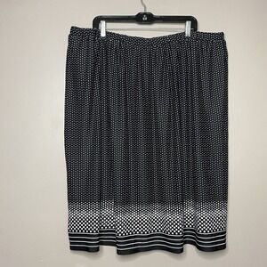 Christopher Banks Women's SZ 2X Midi Skirt Polka‎ Dot Black White Elastic Waist